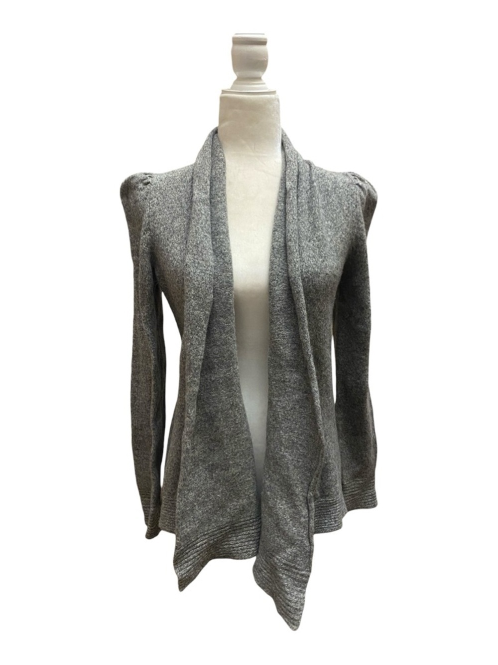 Anthropologie Meguro River Grey Wool Cardigan Sweater Puff Sleeve
